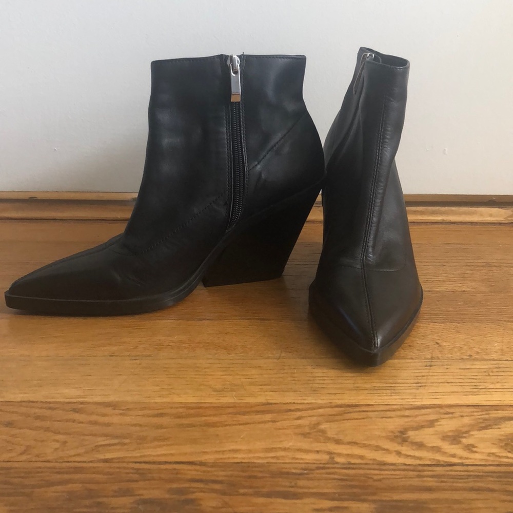 Black leather booties